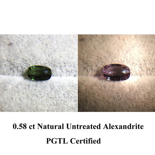 0.58 ct Natural Untreated Alexandrite ( Green - Red) | Oval | PGTL Certified