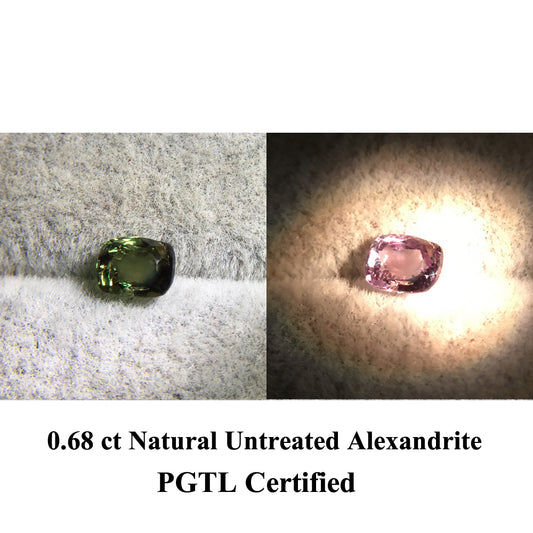 0.68 ct Natural Untreated Alexandrite | Cushion | PGTL Certified